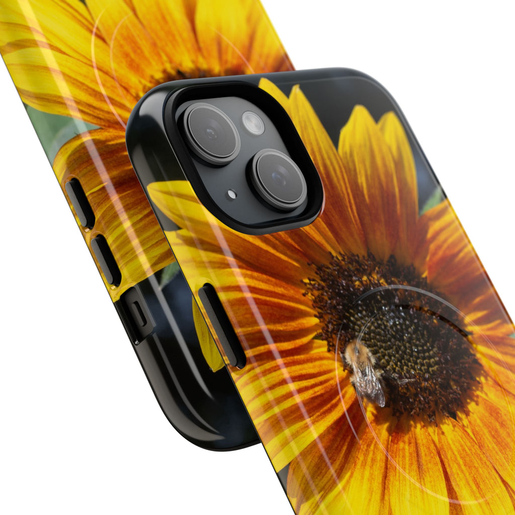 Sunflower and Bee Photo Tough Magnetic Case – Bright Floral Phone Cover