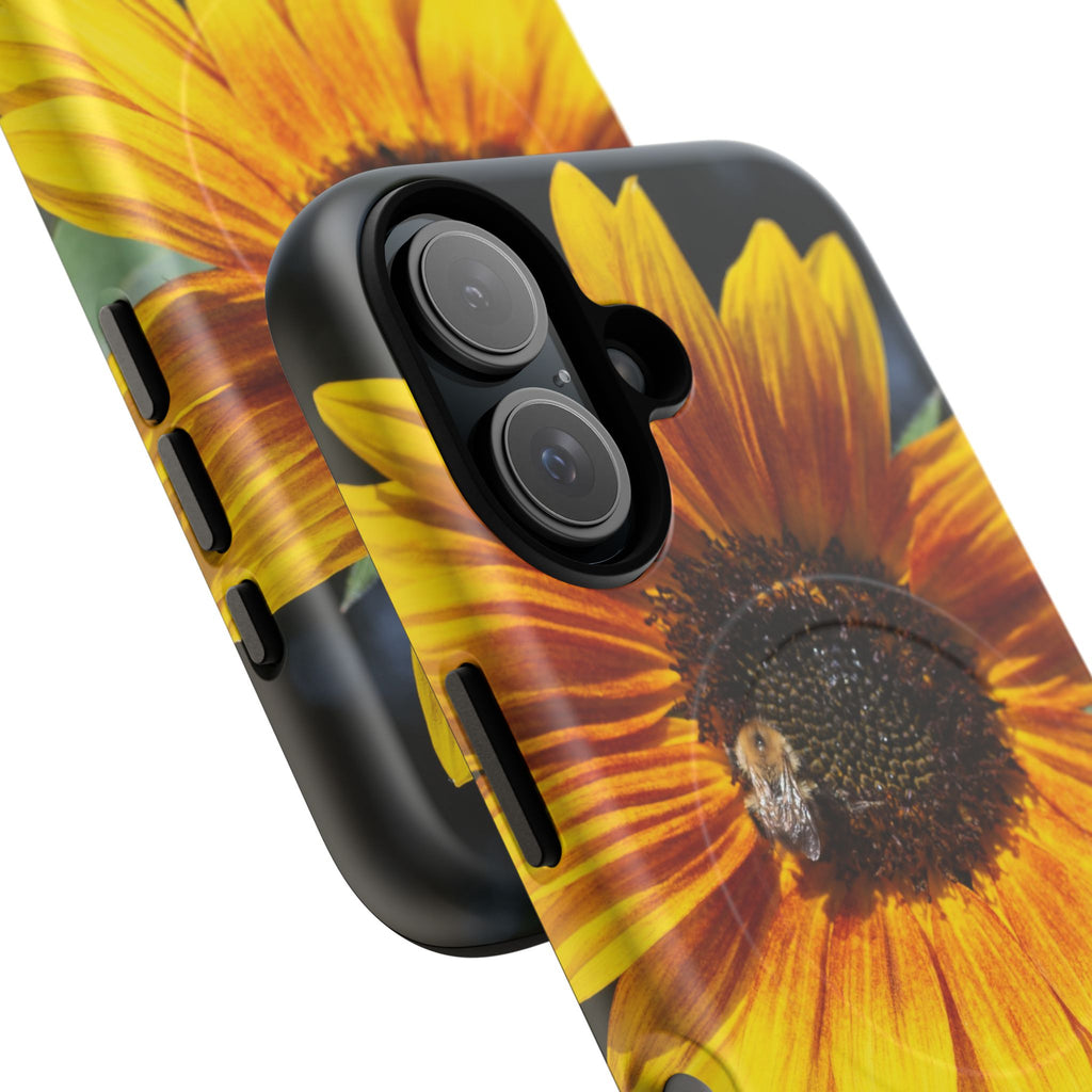 Sunflower and Bee Photo Tough Magnetic Case – Bright Floral Phone Cover