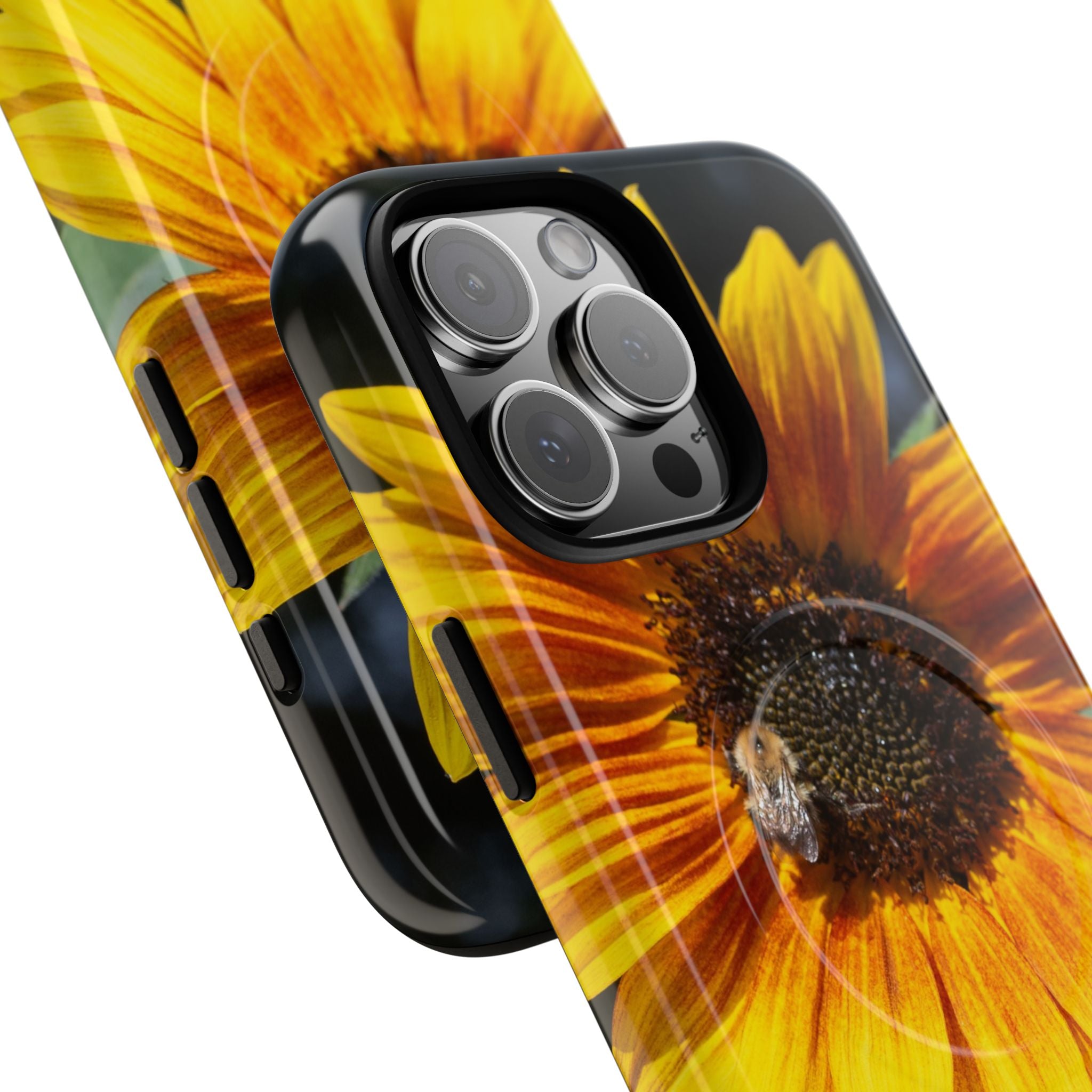 Sunflower and Bee Photo Tough Magnetic Case – Bright Floral Phone Cover