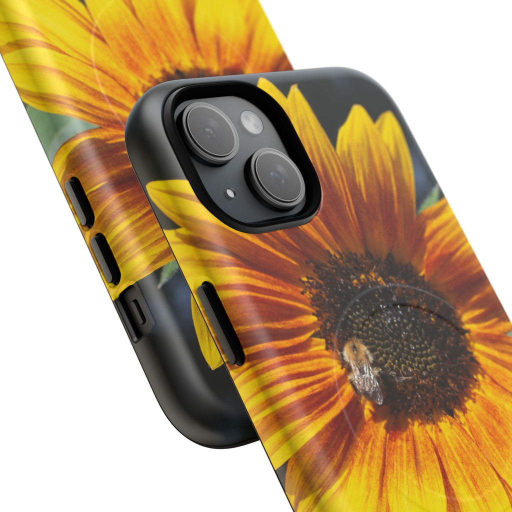 Sunflower and Bee Photo Tough Magnetic Case – Bright Floral Phone Cover