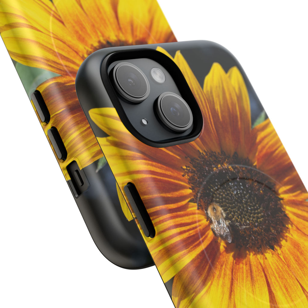 Sunflower and Bee Photo Tough Magnetic Case – Bright Floral Phone Cover