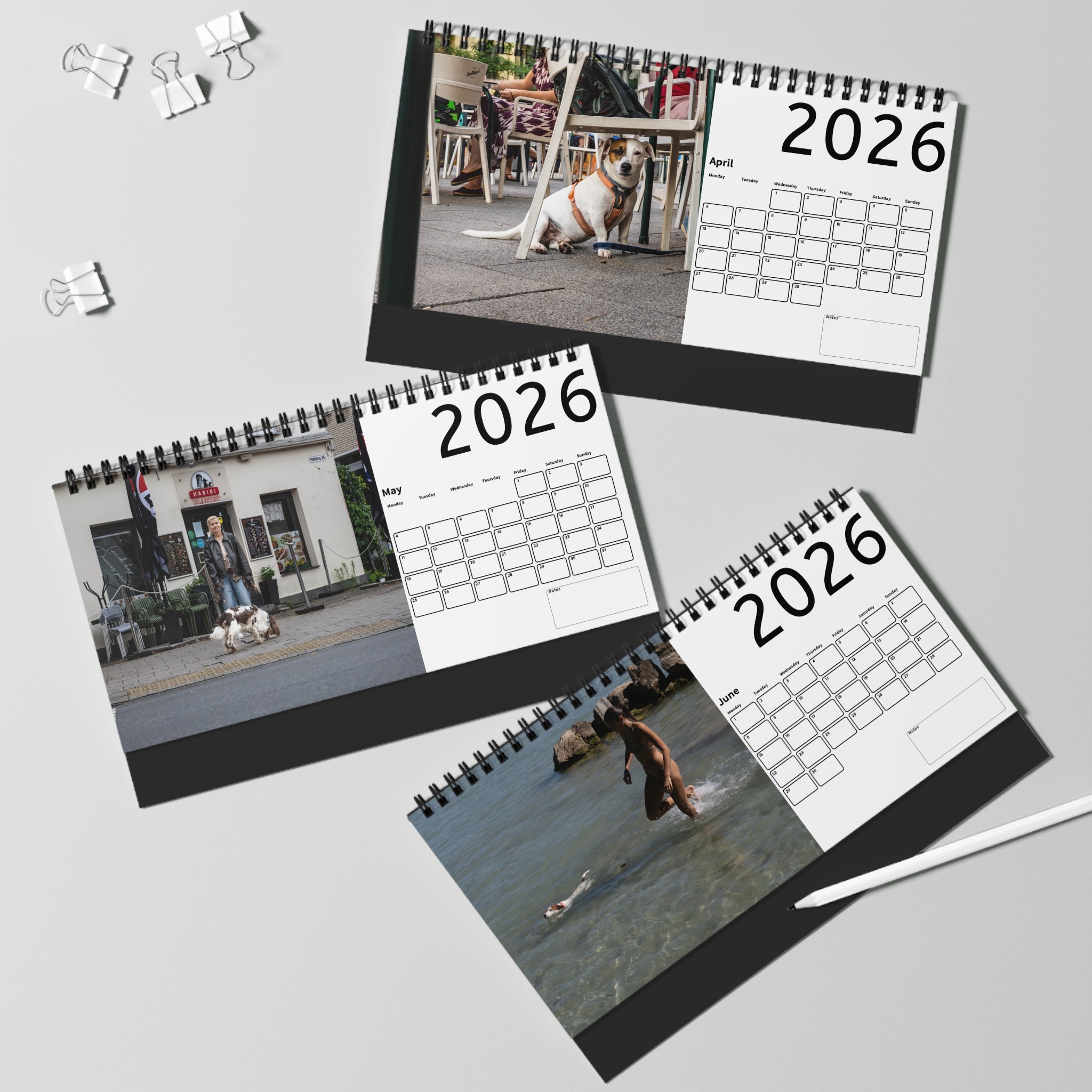 Personalized Desk Calendar - People and Dogs 2026, Custom Calendar, Home Office Decor, Dog Lovers Gift, Unique Desk Accessory