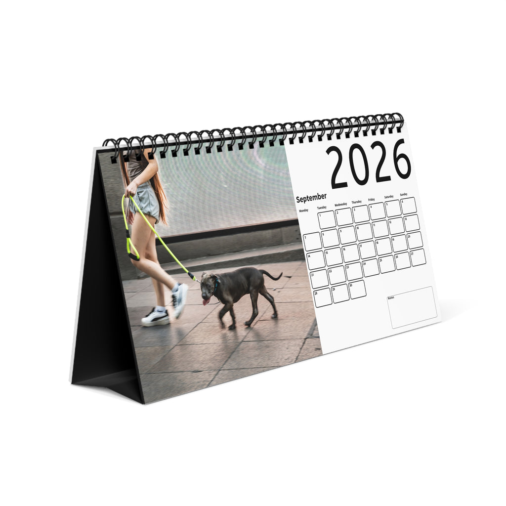 Personalized Desk Calendar - People and Dogs 2026, Custom Calendar, Home Office Decor, Dog Lovers Gift, Unique Desk Accessory