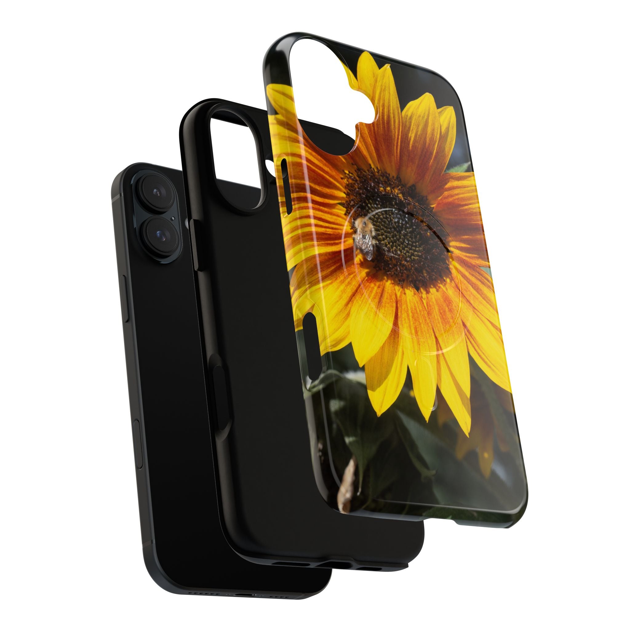 Sunflower and Bee Photo Tough Magnetic Case – Bright Floral Phone Cover