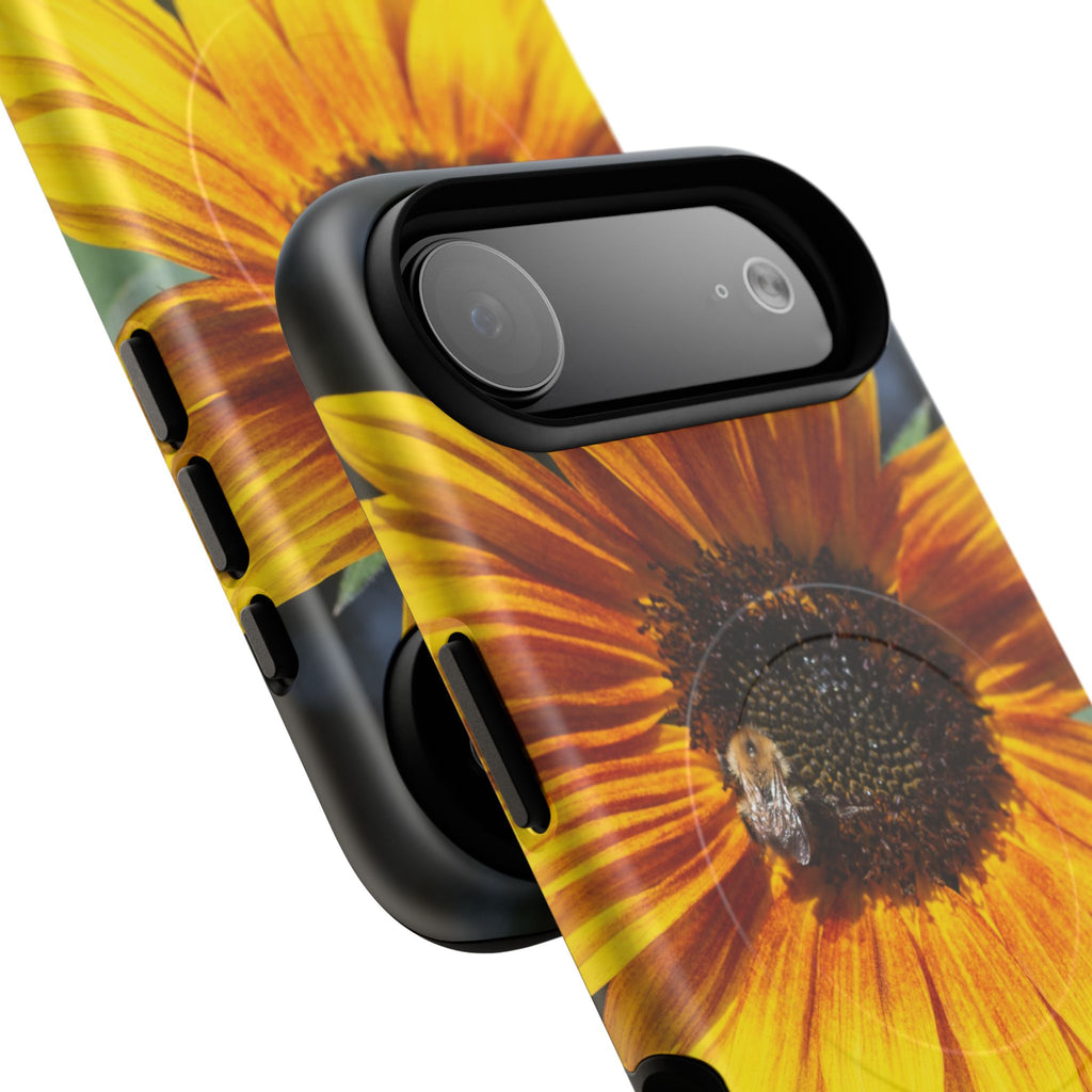 Sunflower and Bee Photo Tough Magnetic Case – Bright Floral Phone Cover