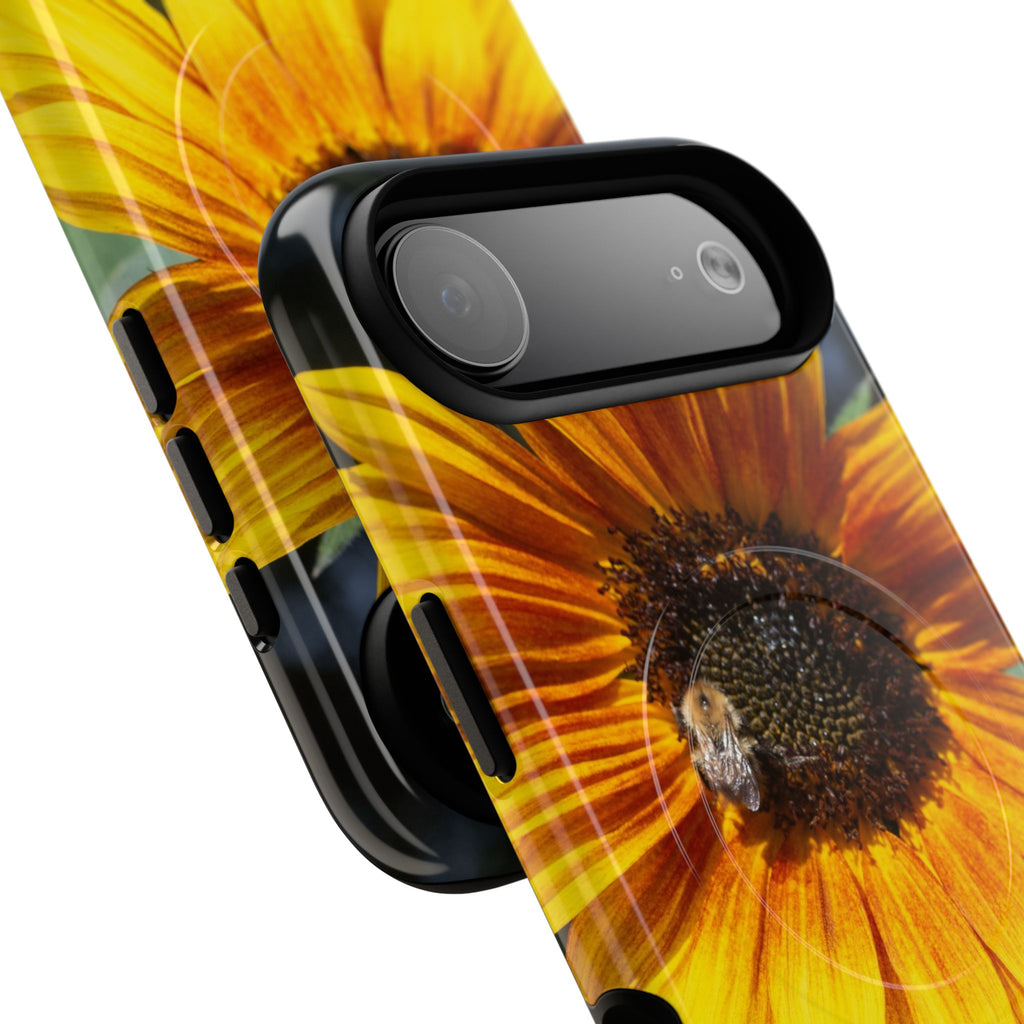Sunflower and Bee Photo Tough Magnetic Case – Bright Floral Phone Cover