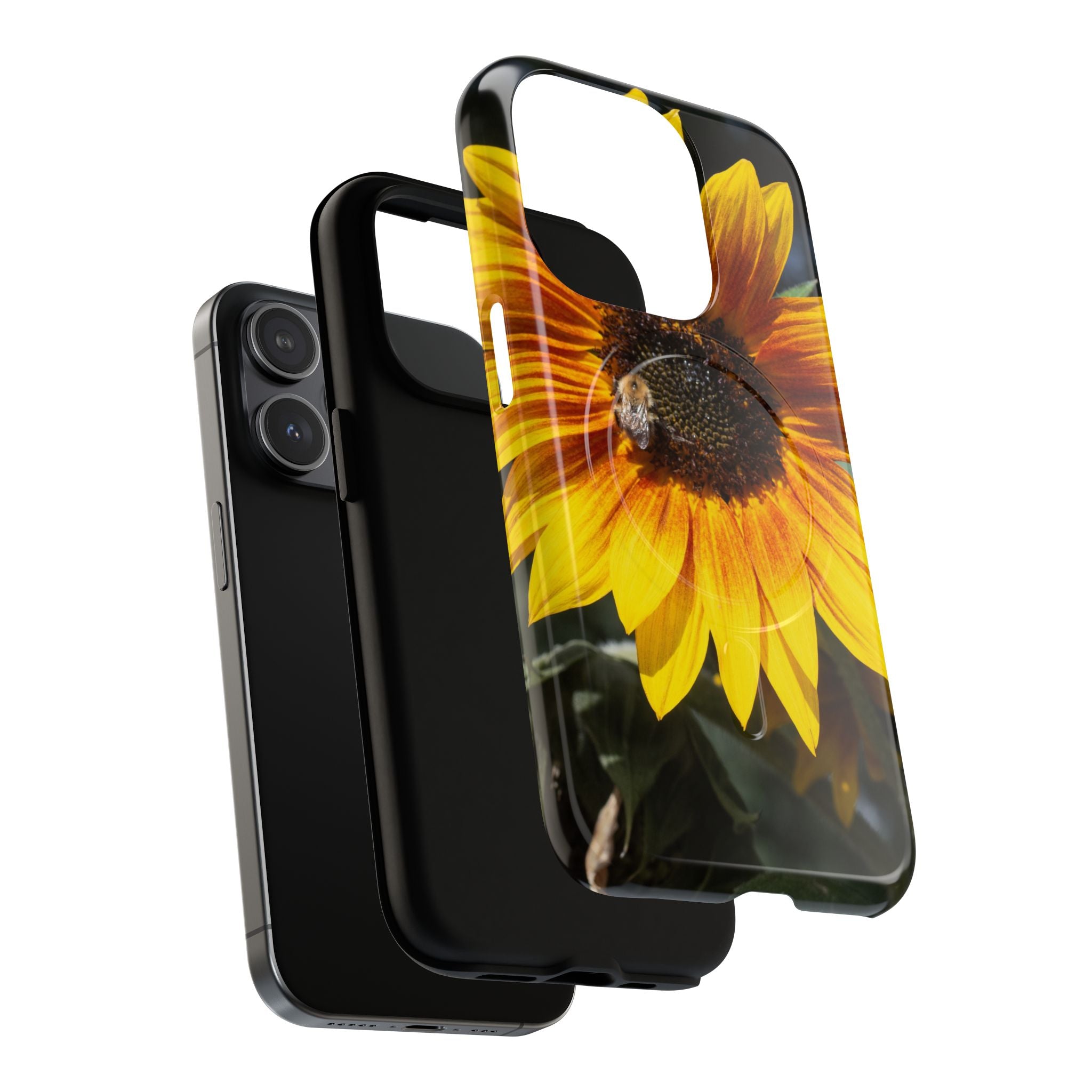 Sunflower and Bee Photo Tough Magnetic Case – Bright Floral Phone Cover