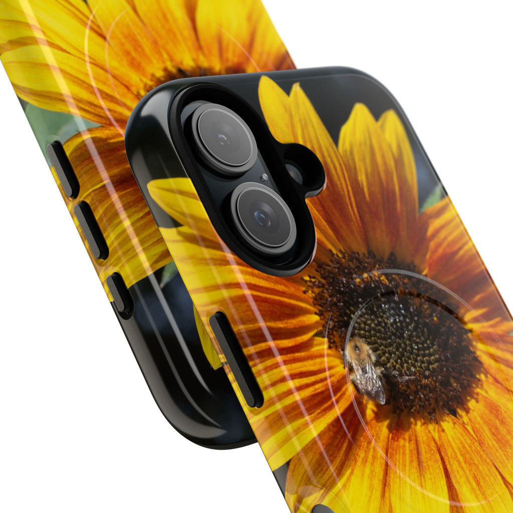 Sunflower and Bee Photo Tough Magnetic Case – Bright Floral Phone Cover