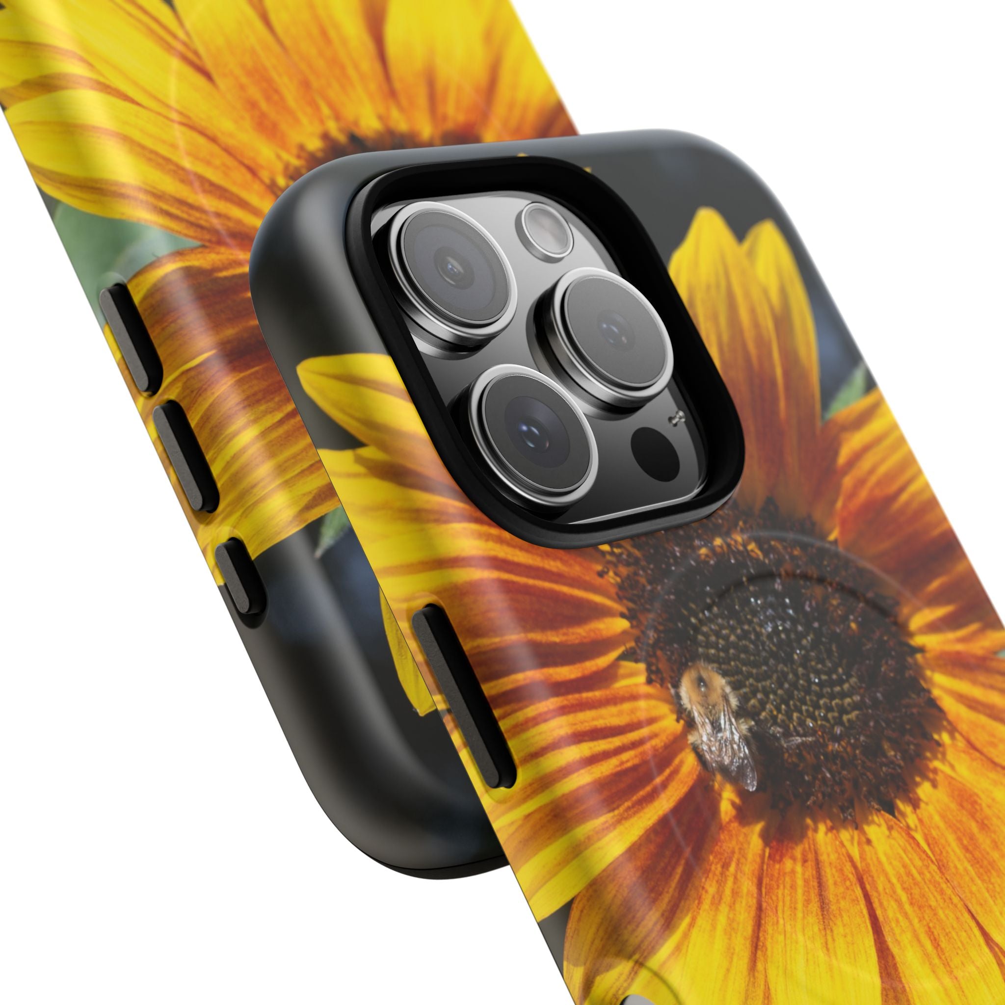 Sunflower and Bee Photo Tough Magnetic Case – Bright Floral Phone Cover