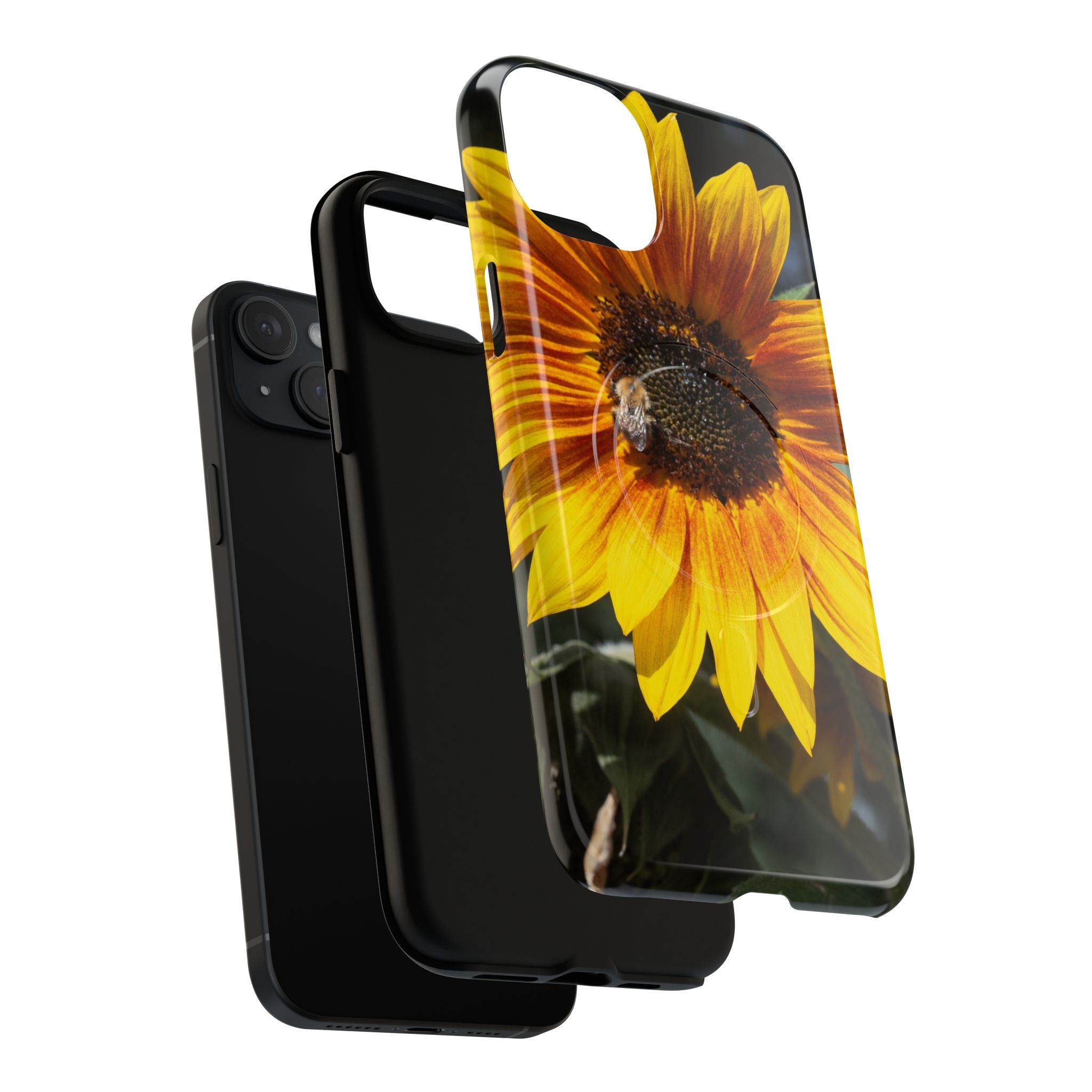 Sunflower and Bee Photo Tough Magnetic Case – Bright Floral Phone Cover