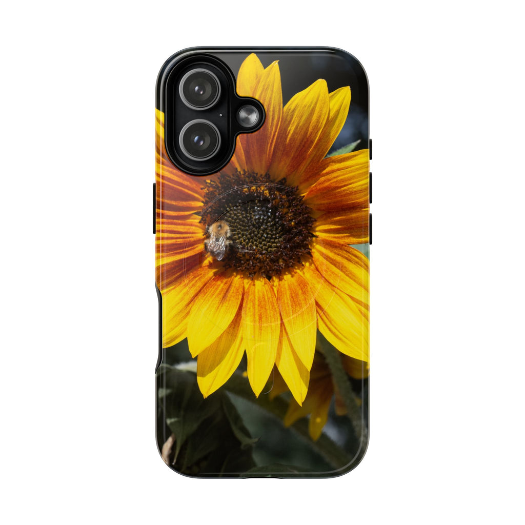 Sunflower and Bee Photo Tough Magnetic Case – Bright Floral Phone Cover