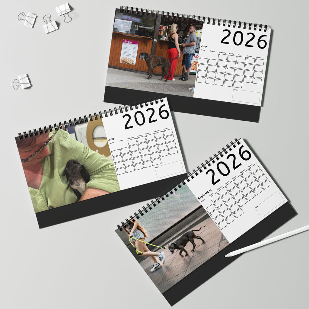 Personalized Desk Calendar - People and Dogs 2026, Custom Calendar, Home Office Decor, Dog Lovers Gift, Unique Desk Accessory