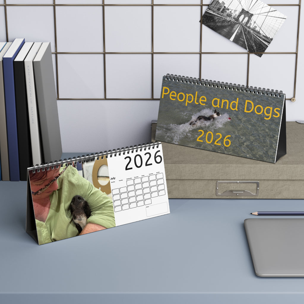 Personalized Desk Calendar - People and Dogs 2026, Custom Calendar, Home Office Decor, Dog Lovers Gift, Unique Desk Accessory