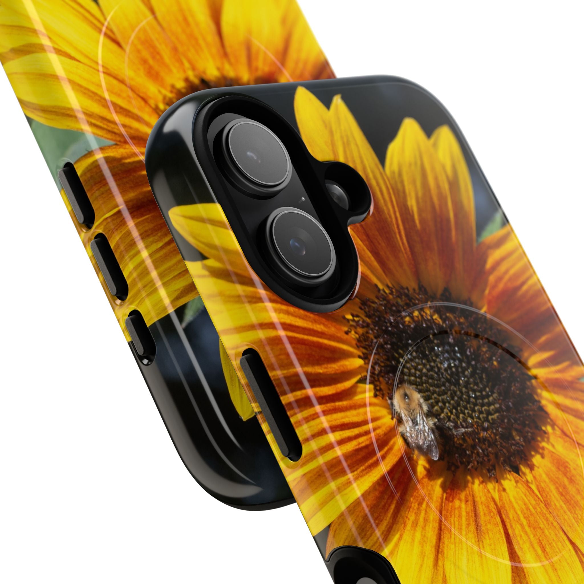 Sunflower and Bee Photo Tough Magnetic Case – Bright Floral Phone Cover