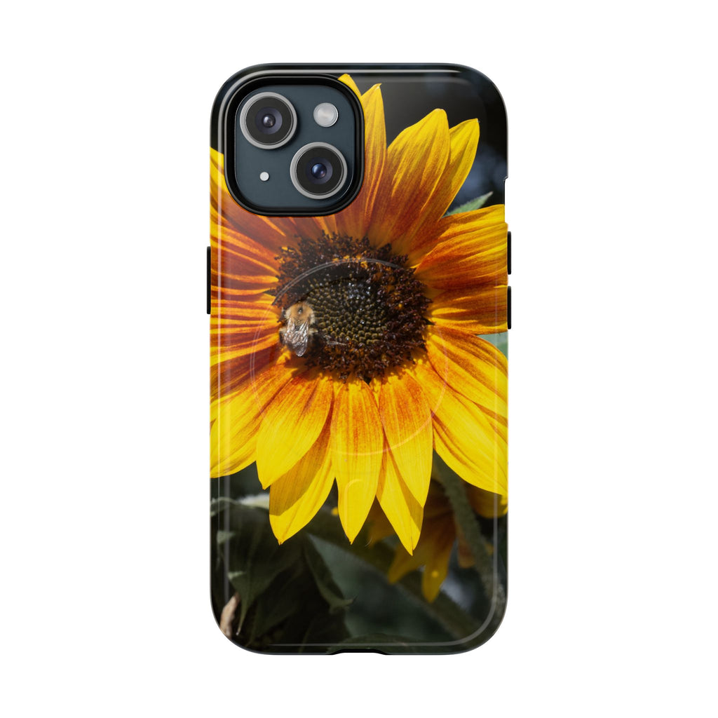 Sunflower and Bee Photo Tough Magnetic Case – Bright Floral Phone Cover