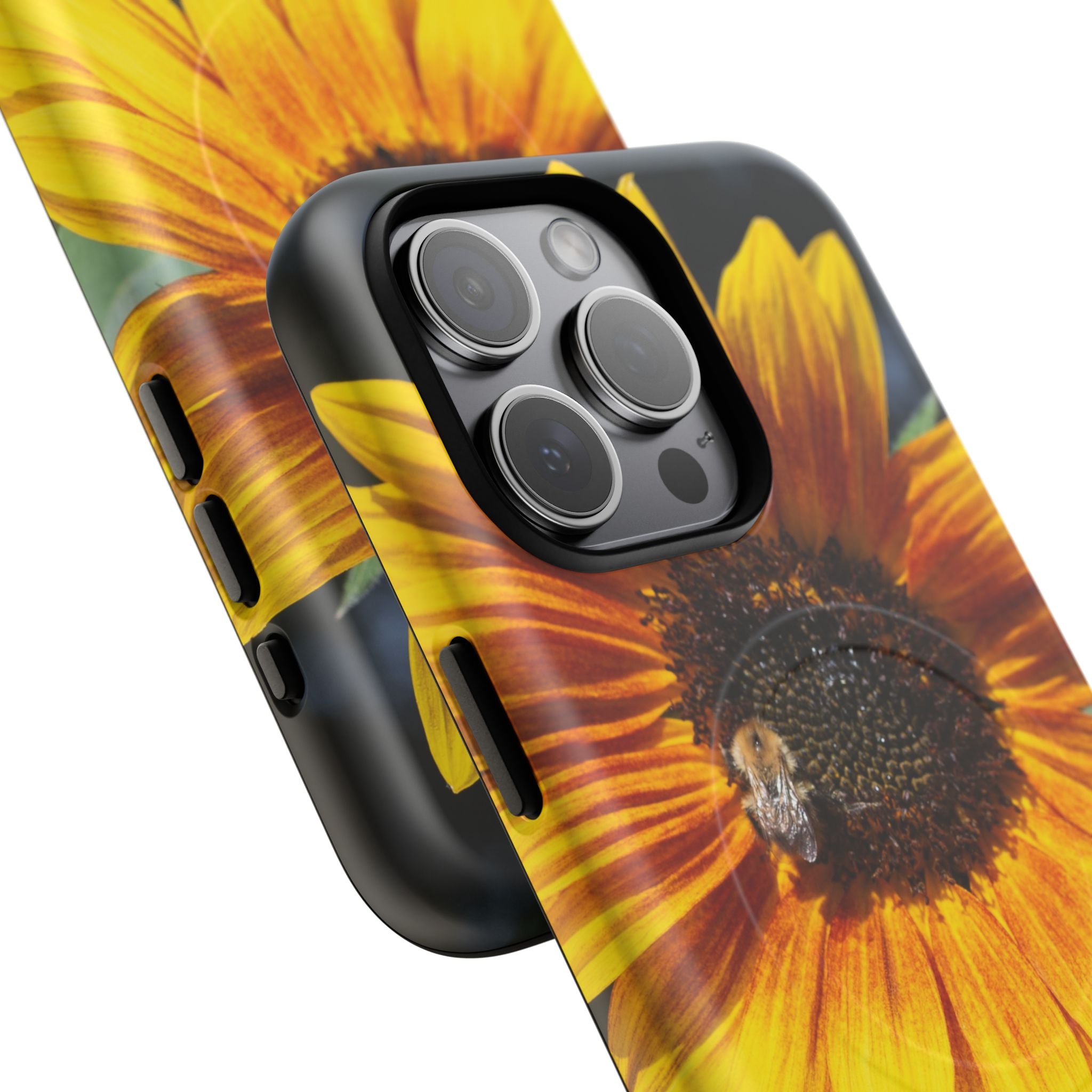 Sunflower and Bee Photo Tough Magnetic Case – Bright Floral Phone Cover